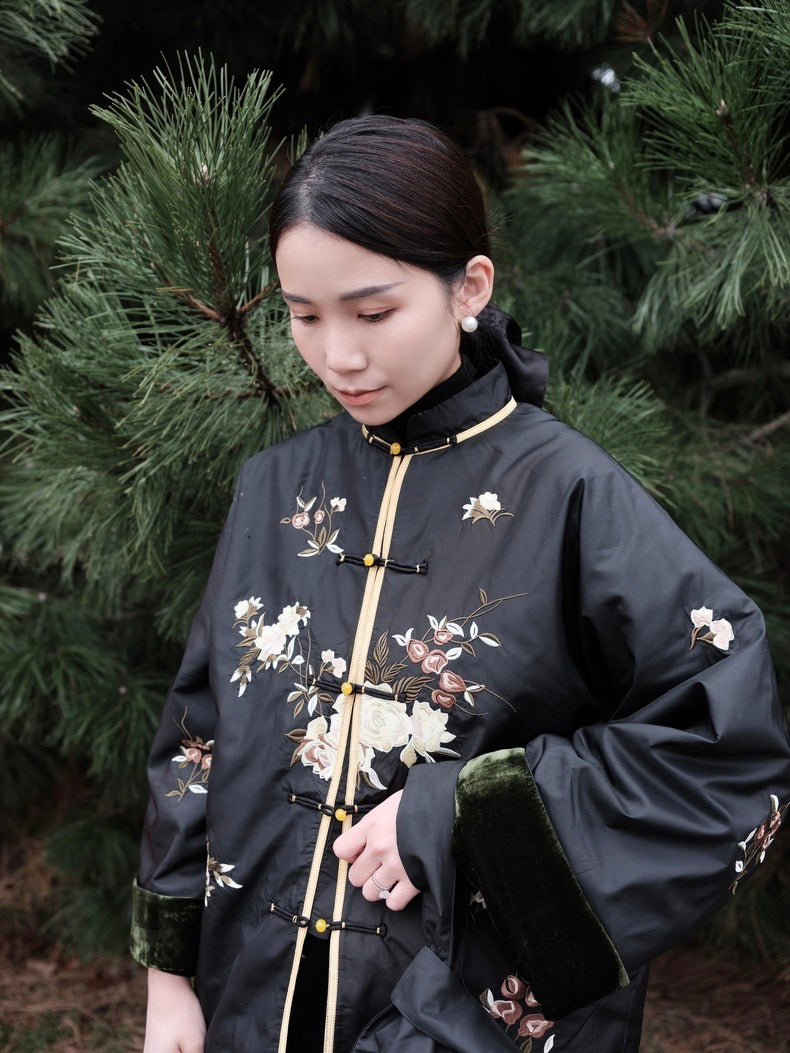 Velvet Embroidered Tang Coat- Mom's