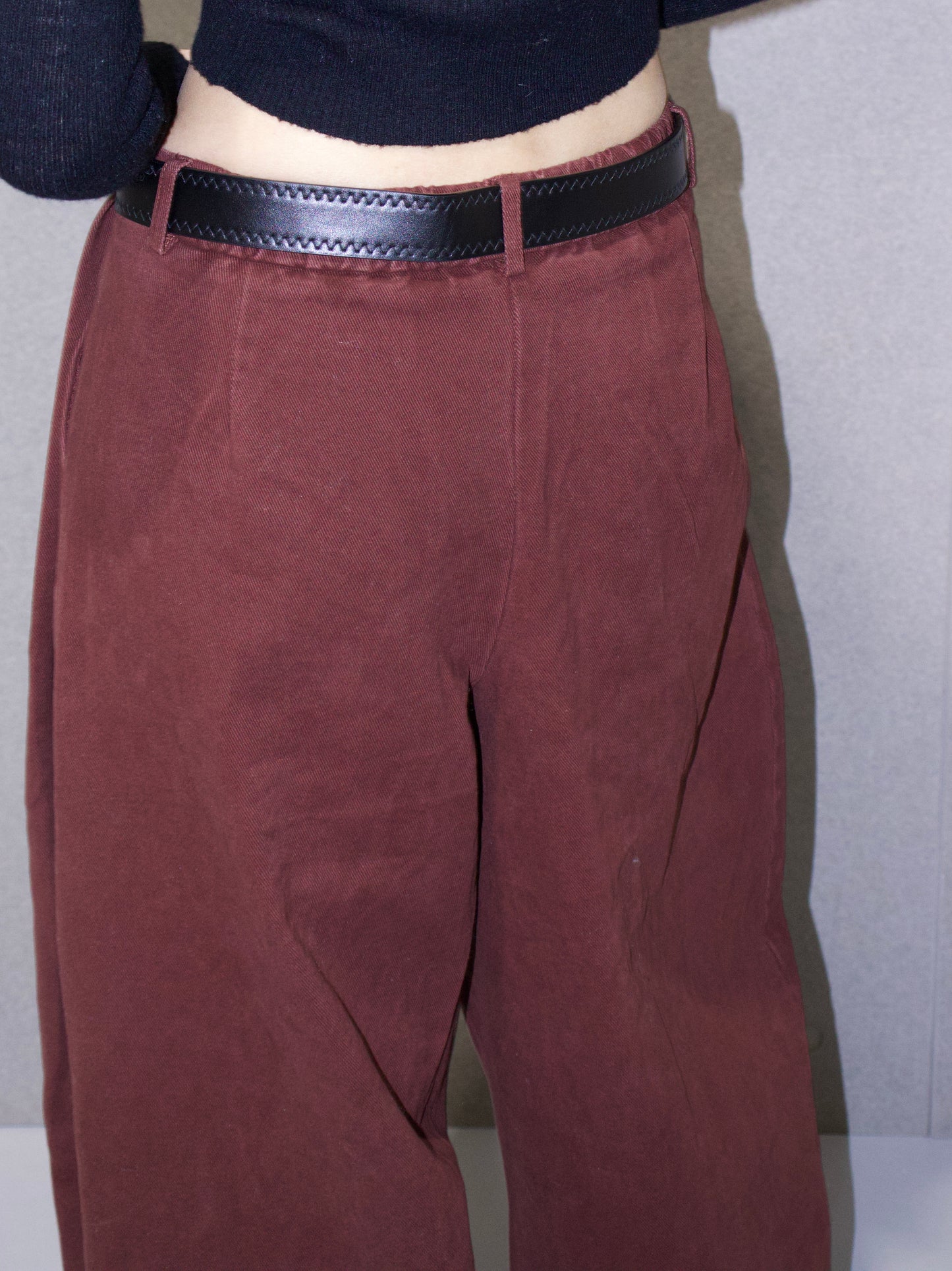 Pleated Wide Leg Jean with Belt