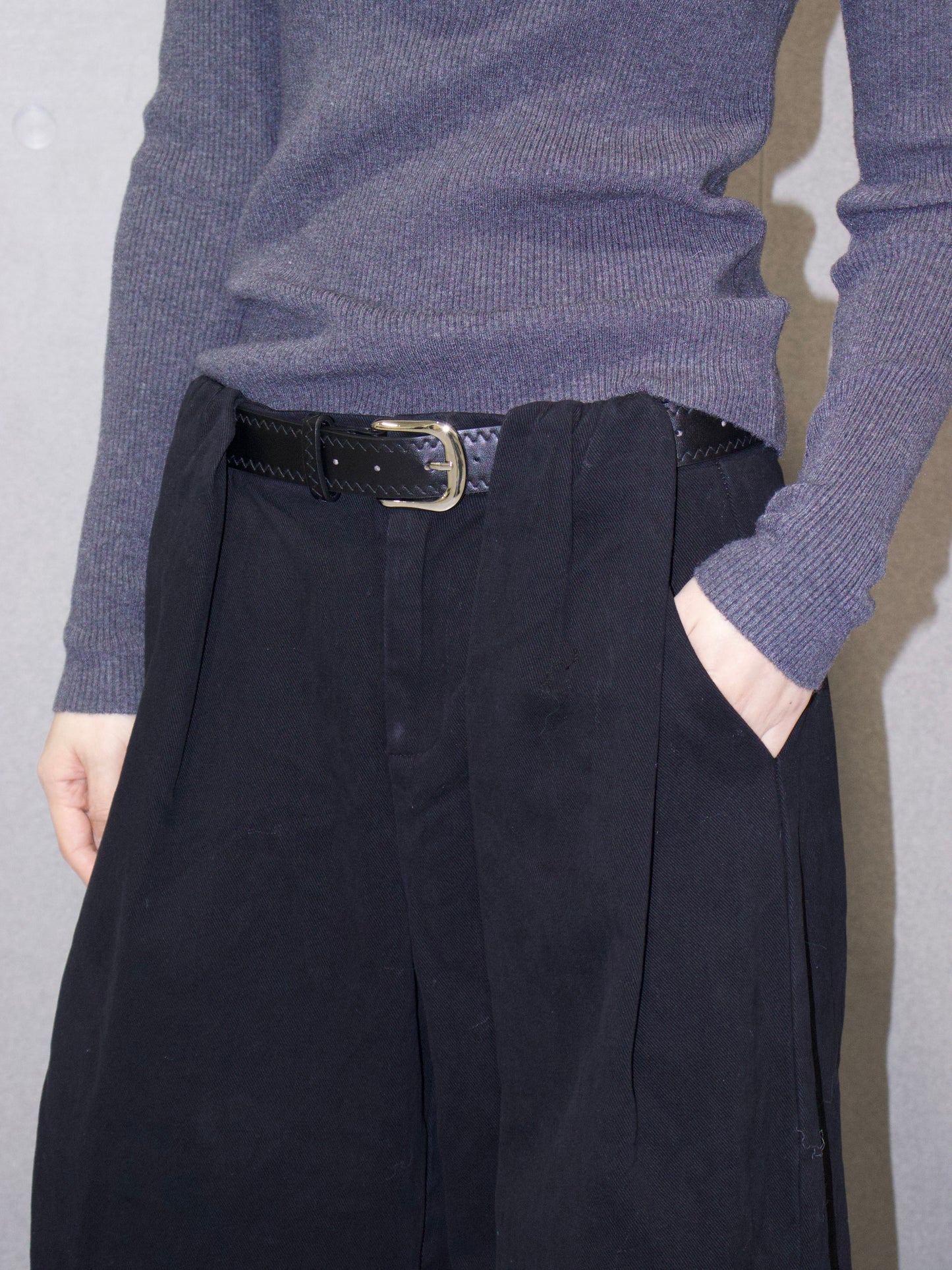 Pleated Wide Leg Jean with Belt