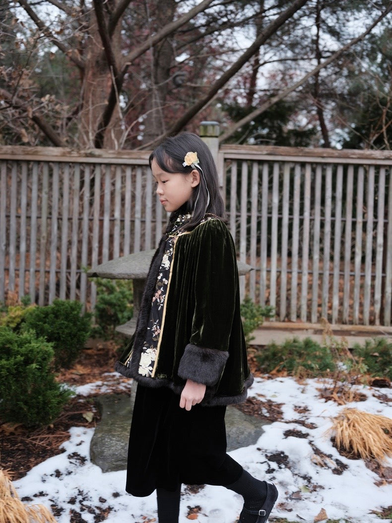 Velvet Embroidered Tang Coat- Kid's