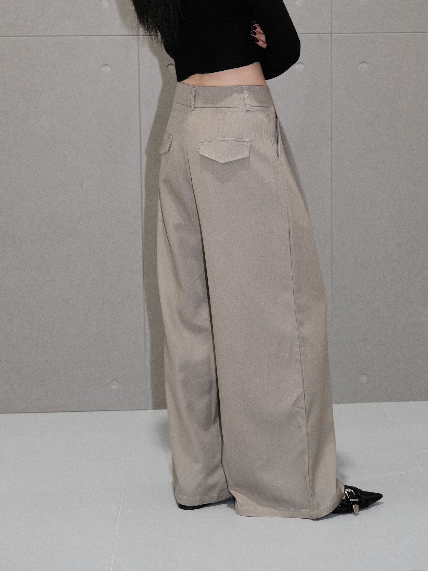 Ashen Wide-Leg Trousers