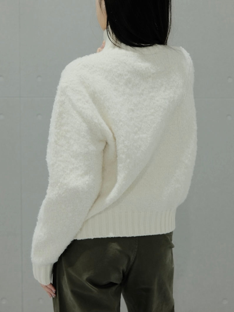 Popcorn Full Zip Wool Sweater