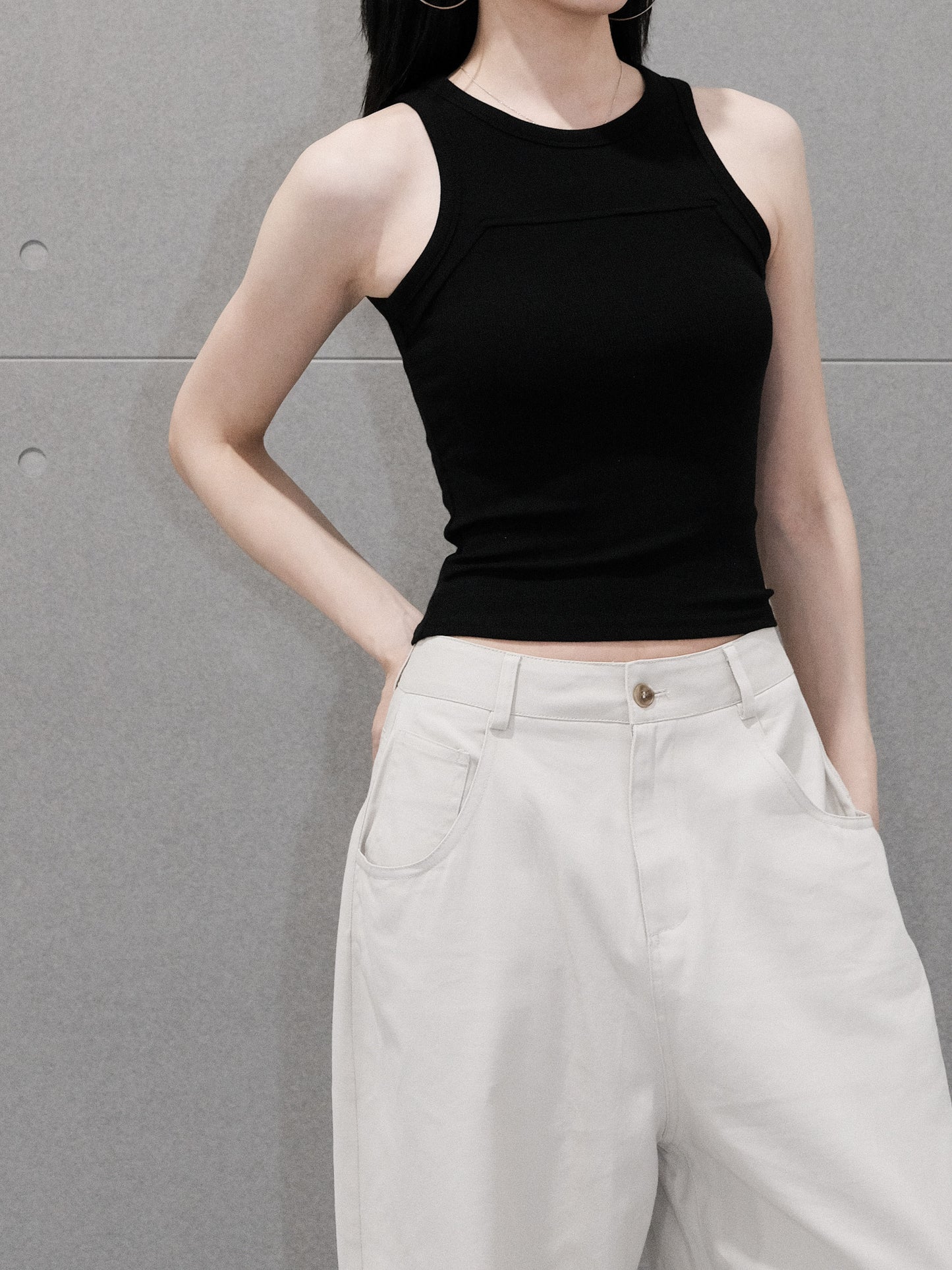 Crop Racer Seam Tank Top