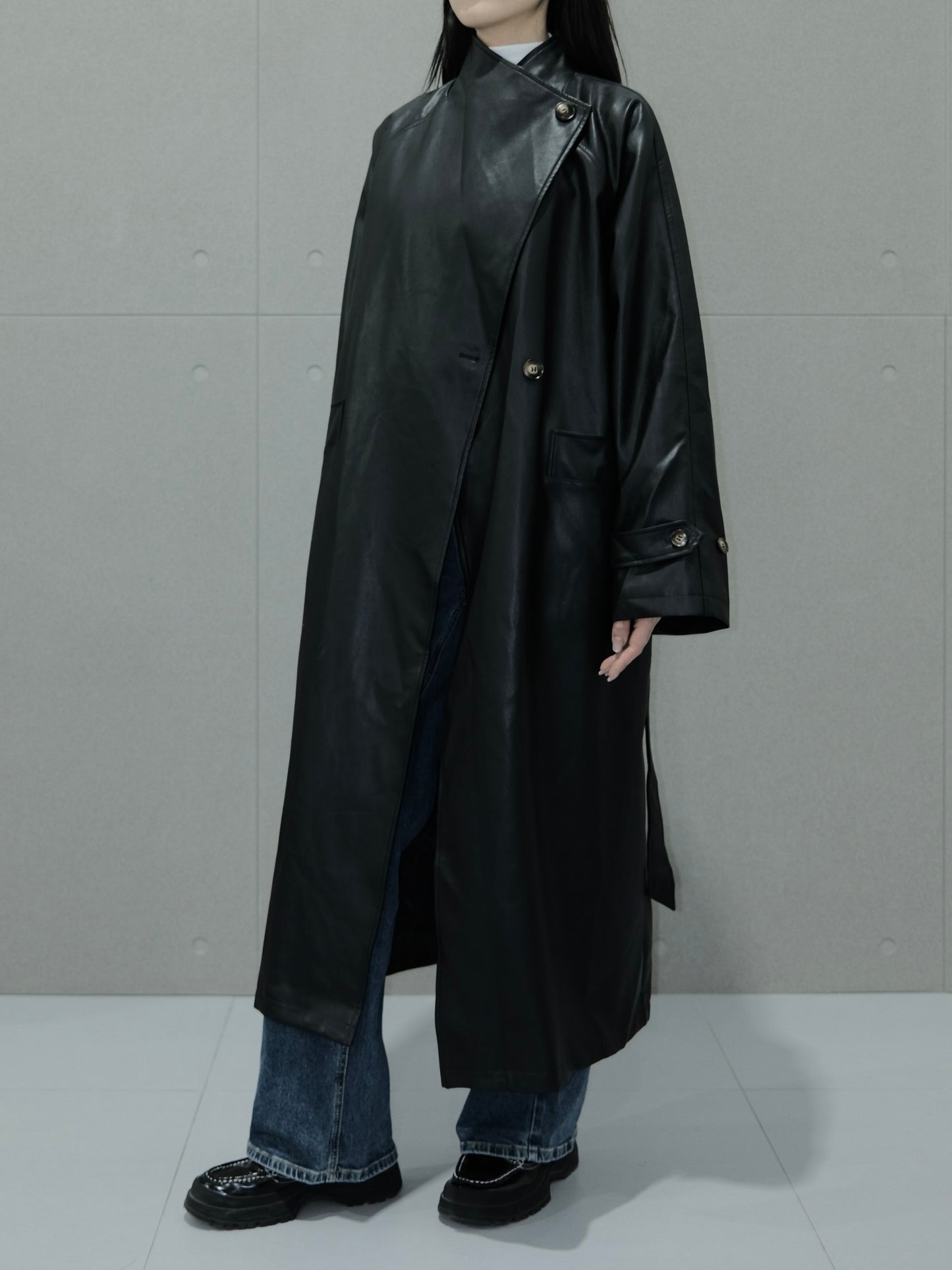 Vegan Leather Trench Coat