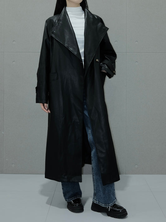 Vegan Leather Trench Coat