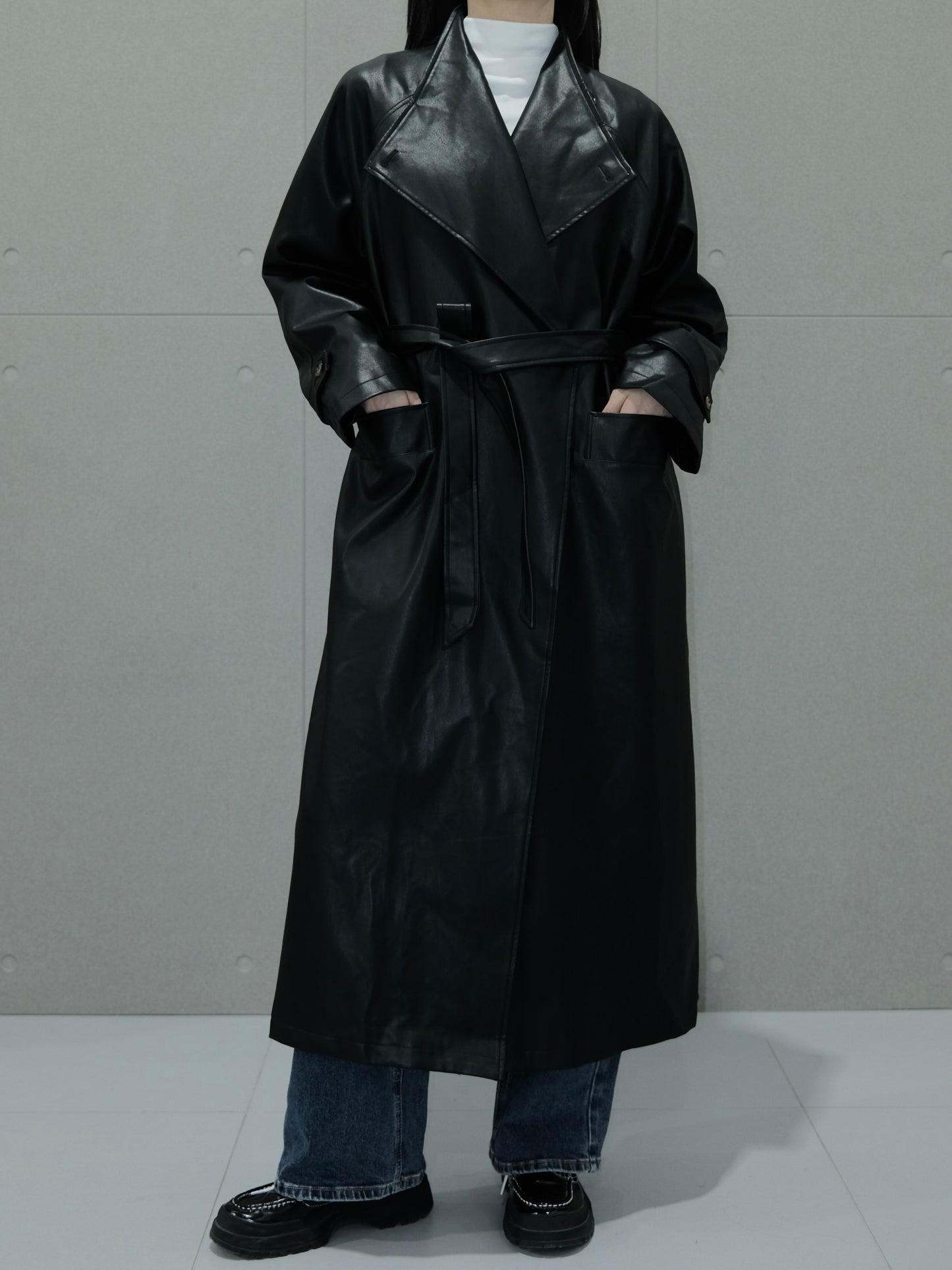 Vegan Leather Trench Coat