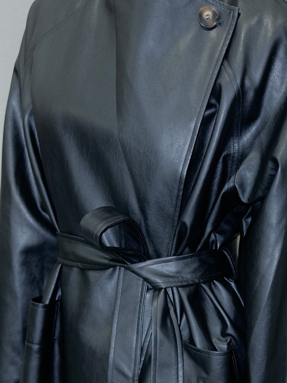 Vegan Leather Trench Coat