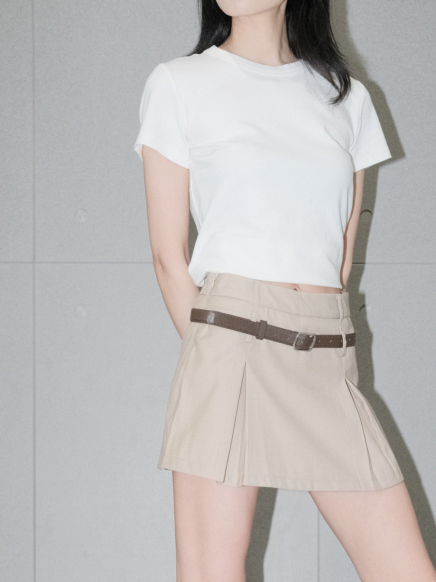 Side-Pleat Mini Skirt