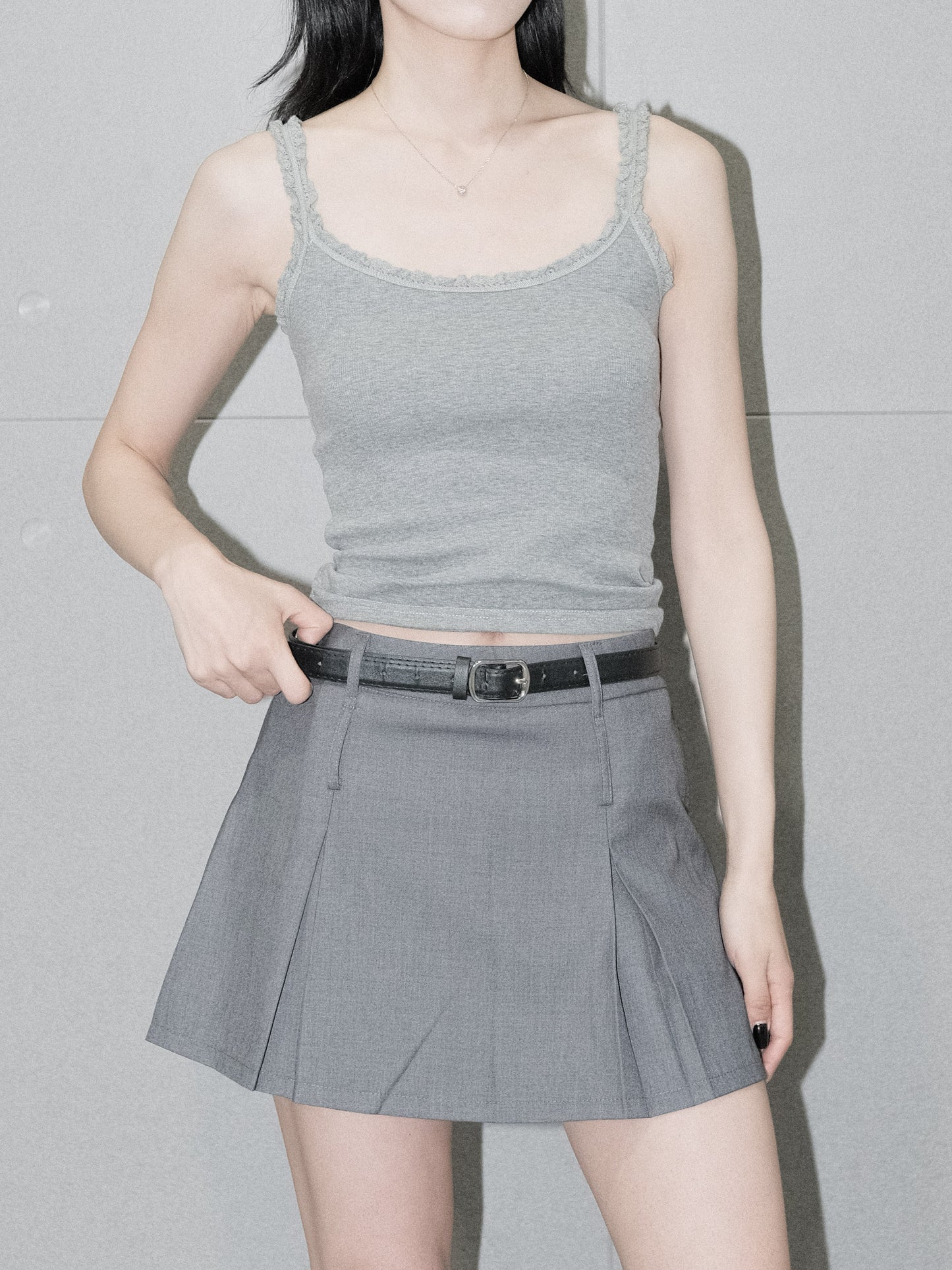 Side-Pleat Mini Skirt