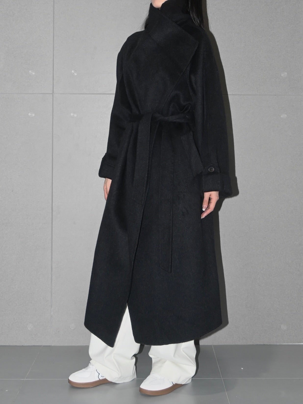 Relaxed Wool Coat with Belt