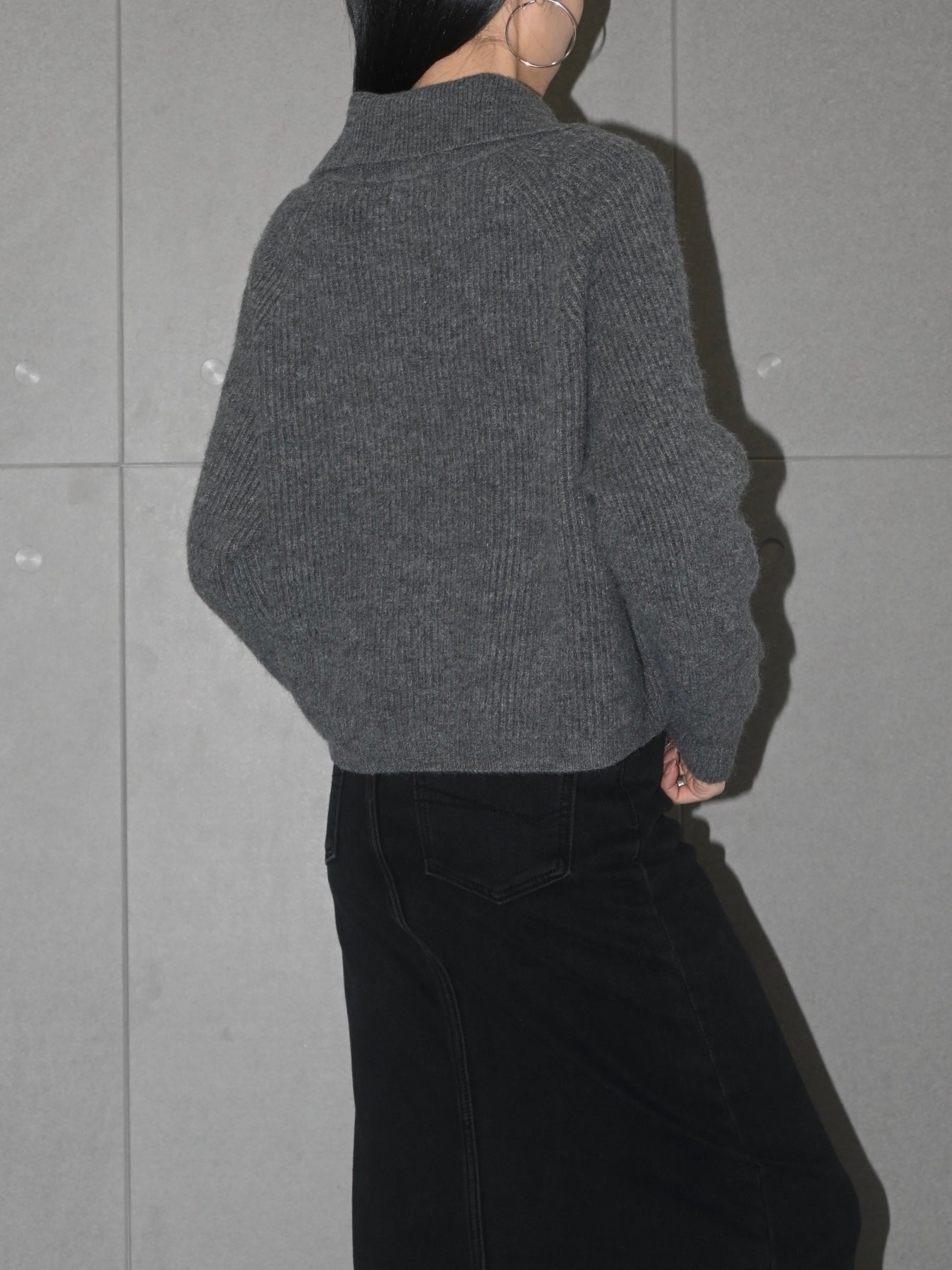 Zip Wool Crop Sweater