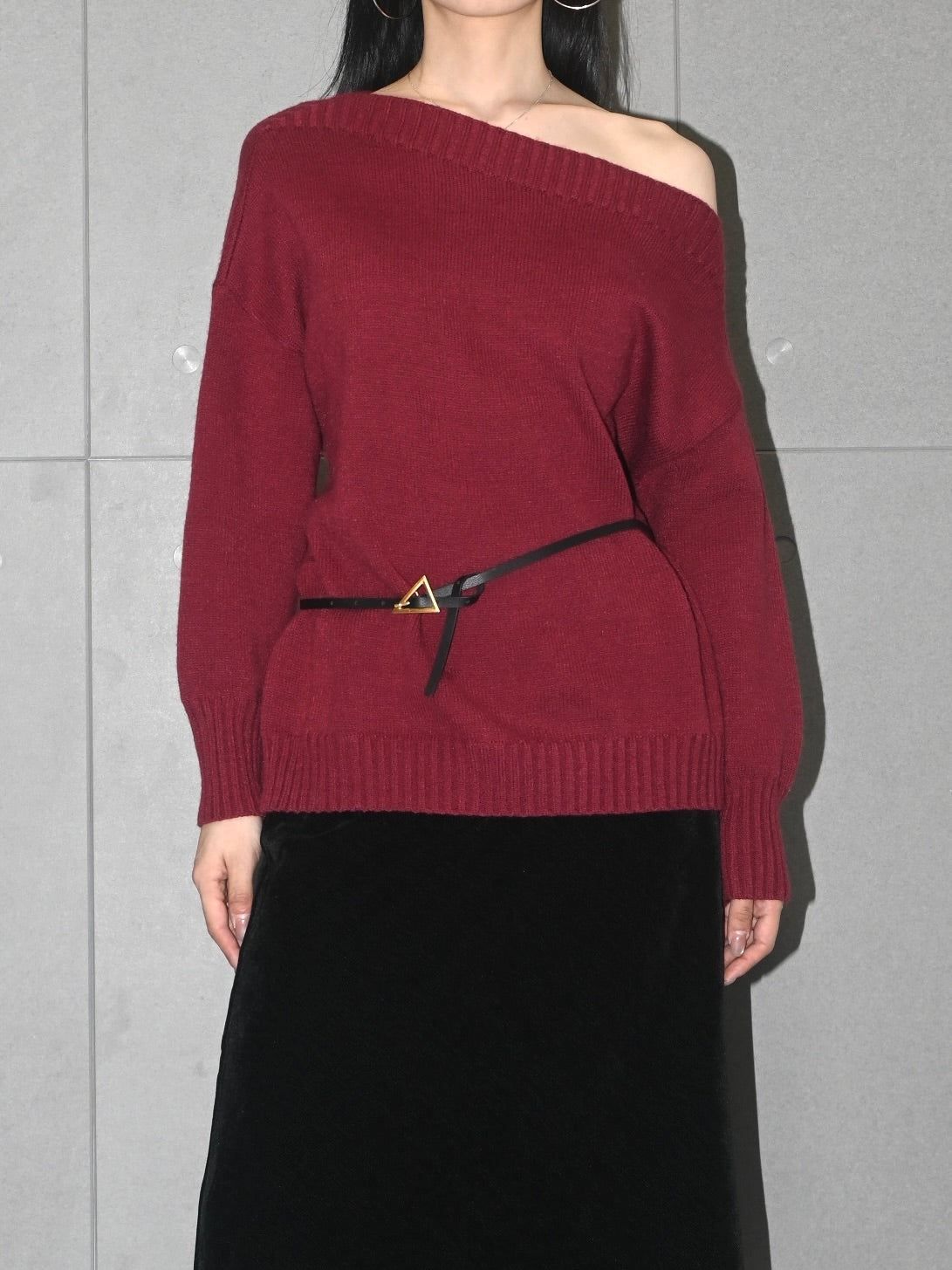 Relaxed Knit Open-Neck Sweater