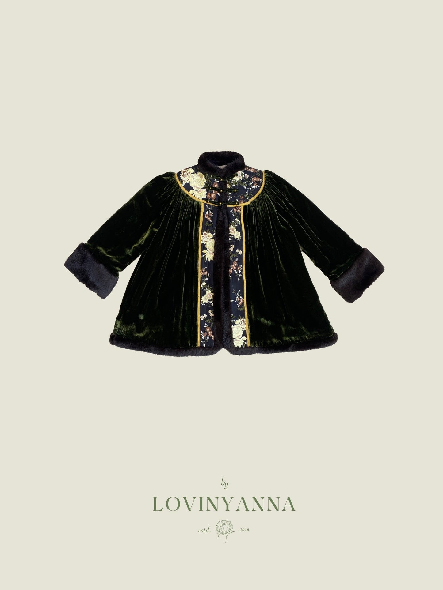 Velvet Embroidered Tang Coat- Kid's