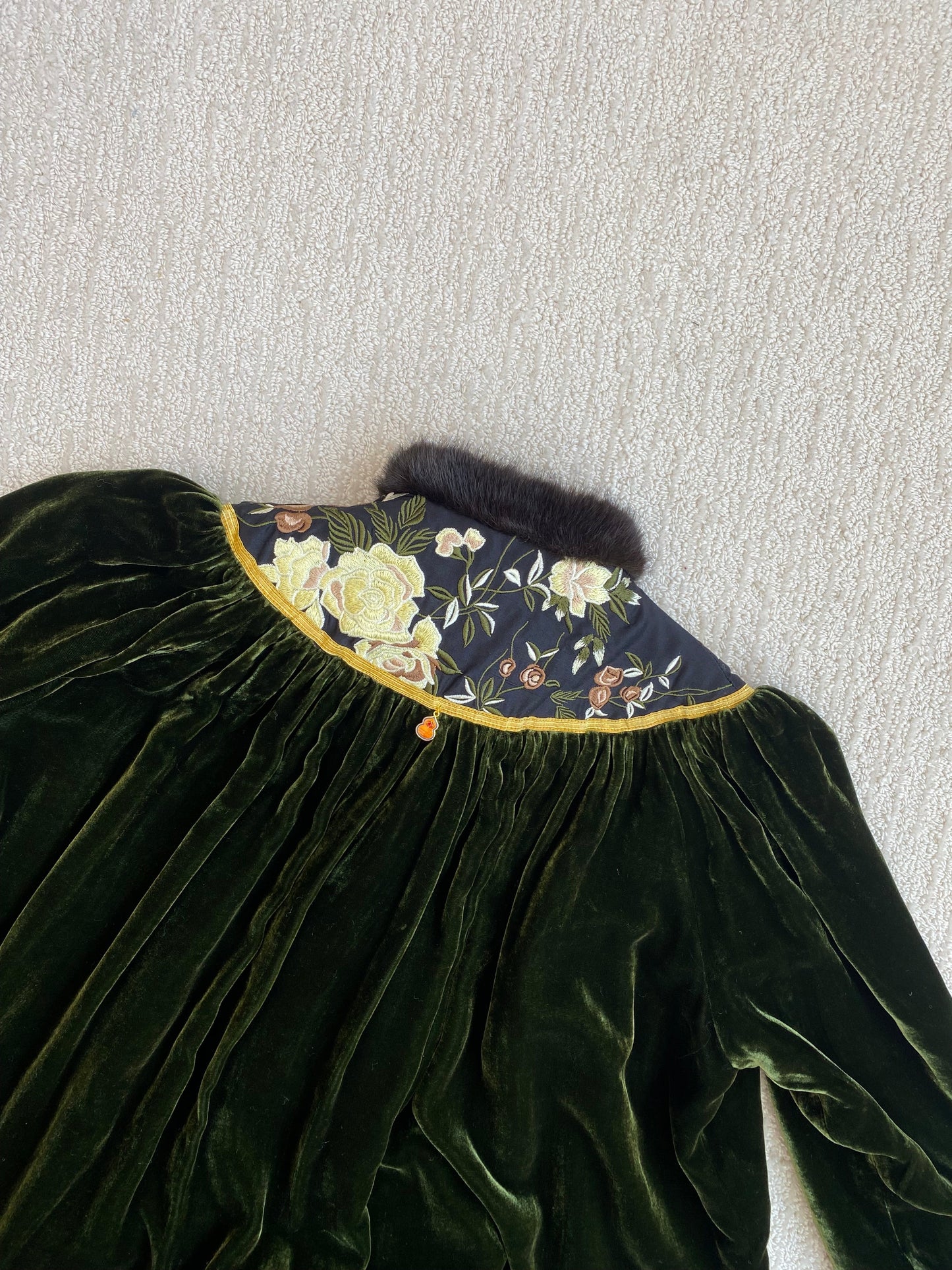 Velvet Embroidered Tang Coat- Kid's