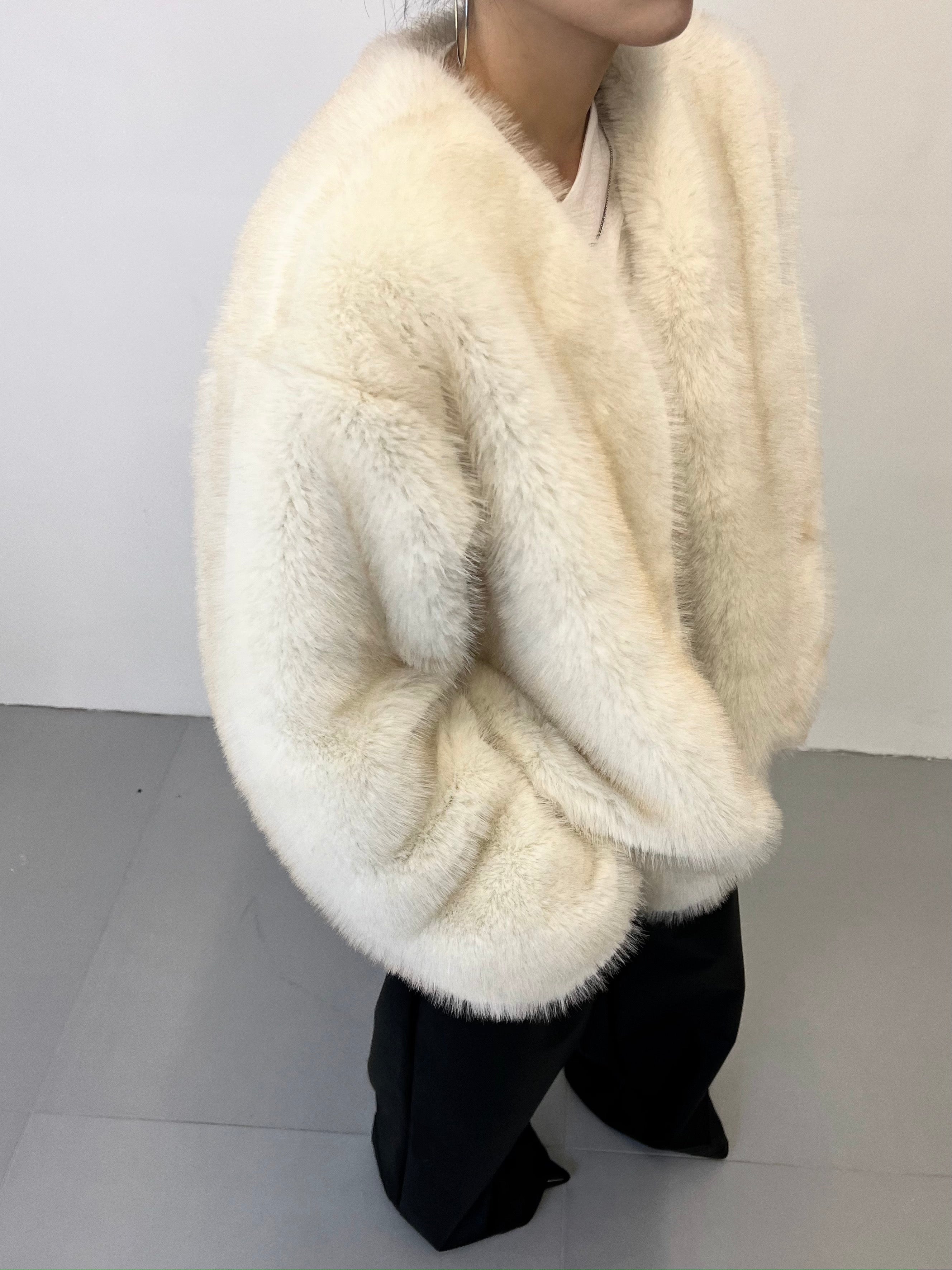 Ivory faux fur coat best sale